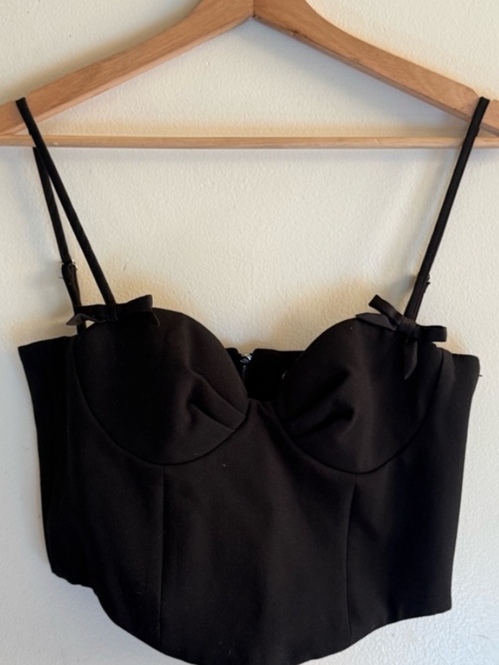 Rumored Black Bustier Crop Top with Straps
